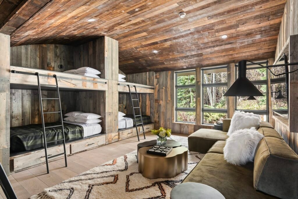 Portfolio 4 Faraway residence bunk room with wood finishes and built-in bunk beds in Snowmass