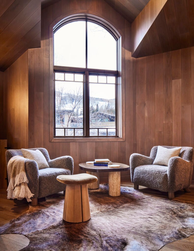 Completed Four Seasons Vail Chalet arched window seating area