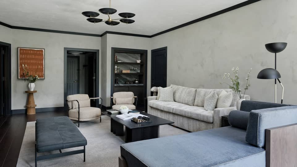 Renovated suite living room with contemporary seating at Four Seasons Vail